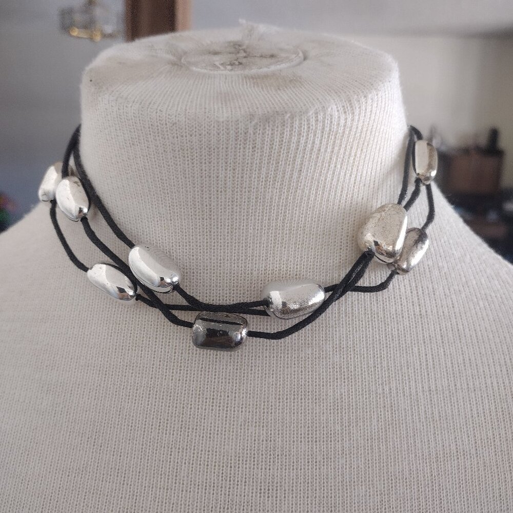 Avon Multistrand Corded Necklace Silver Tone - Picture 2 of 11